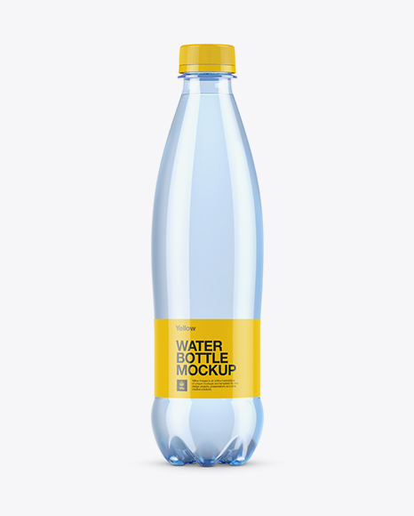 Blue PET Bottle With Water Mockup