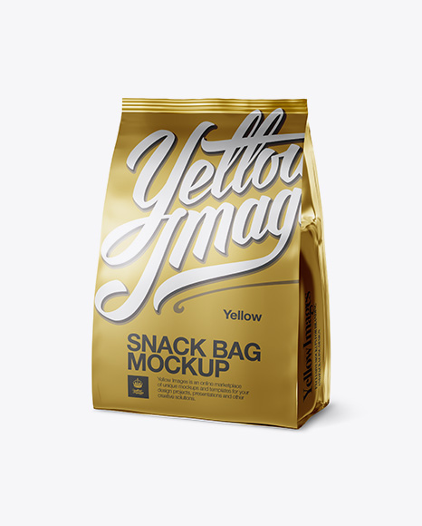 Metallic Snack Bag Mockup - Half Side View