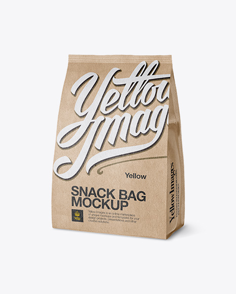 Kraft Snack Bag Mockup - Half Side View