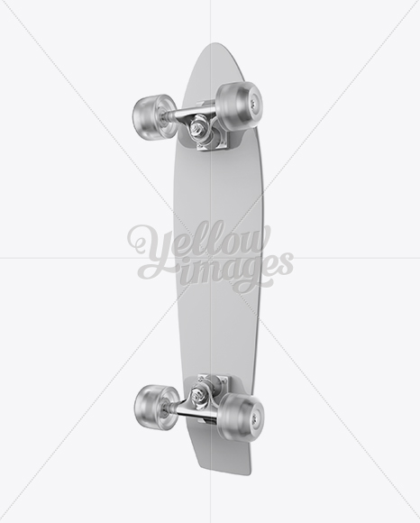 Penny Board with Transparent Wheels Mockup - Back Half Side View