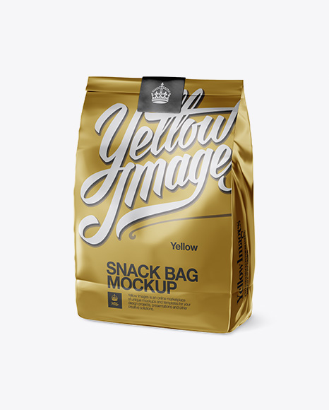 Metallic Snack Bag With Label Mockup - Half Side View