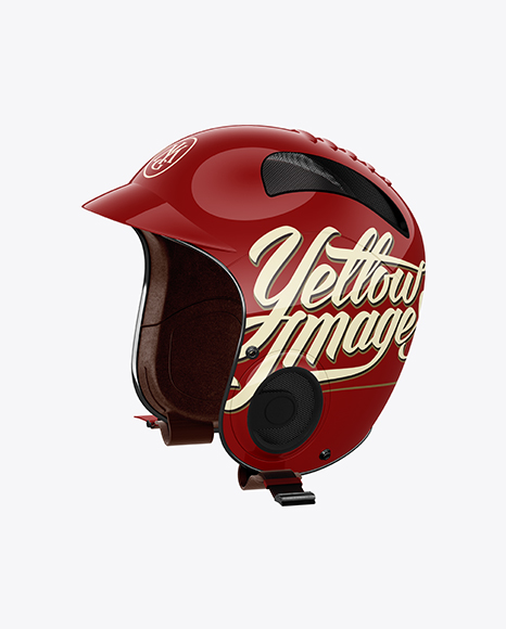 Vintage Motorcycle Helmet Mockup - Left Half Side View