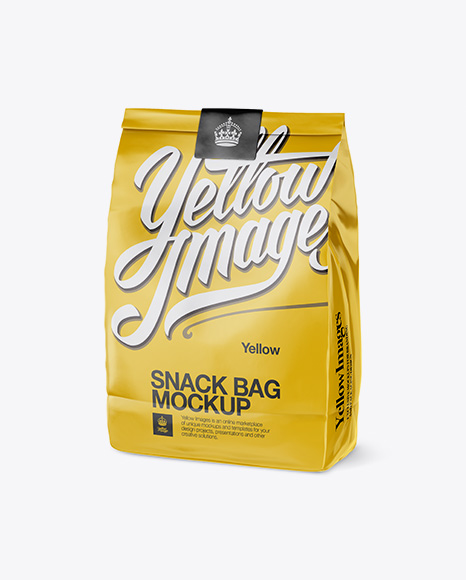 Glossy Snack Bag With Label Mockup - Half Side View