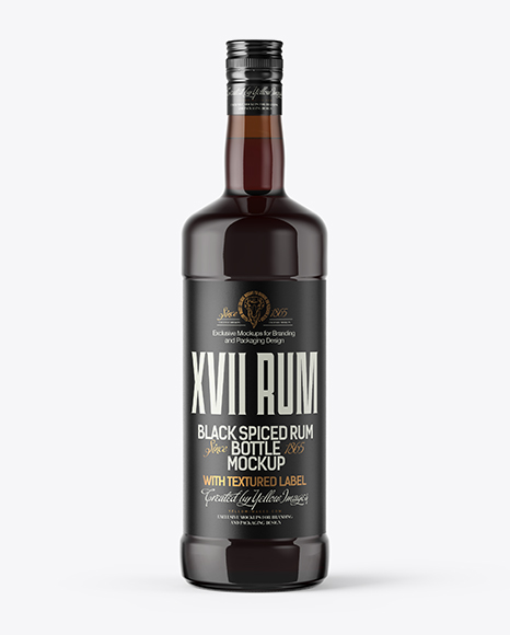 Amber Glass Bottle with Black Rum Mockup