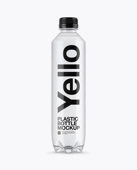 Clear PET Bottle With Water Mockup