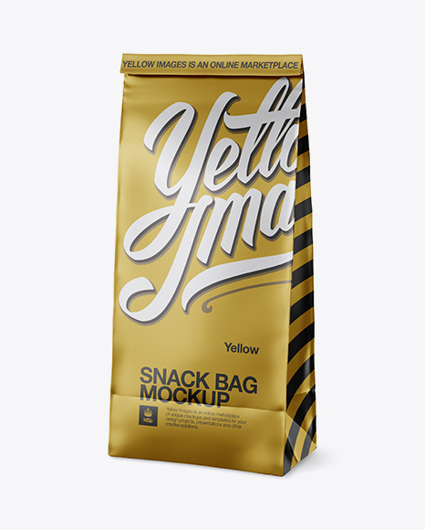 Metallic Paper Snack Bag Mockup - Half Side View