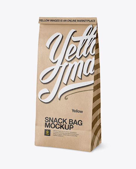 Kraft Paper Snack Bag Mockup - Half Side View