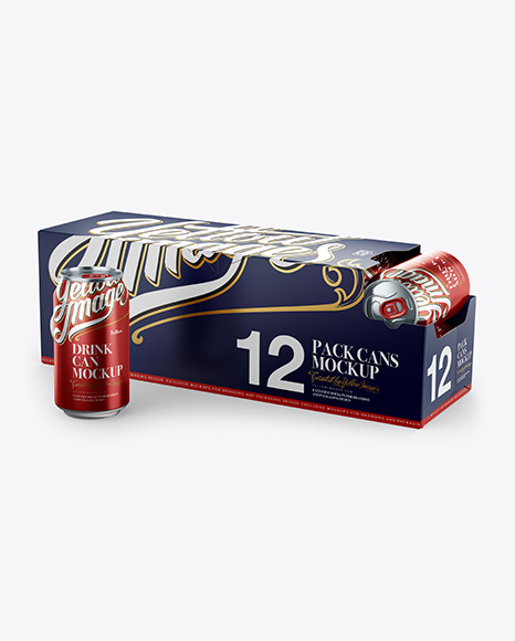 12 Aluminium Cans with Metallic Finish in Shelf-Ready Opened Package - Halfside View