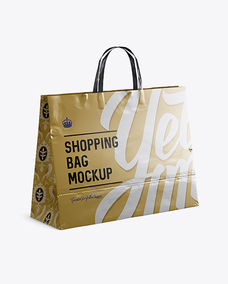 Metallic Paper Shopping Bag Mockup - Halfside View