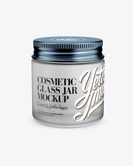 Frosted Glass Cosmetic Jar Mockup - Front View (High Angle Shot)