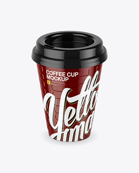 Glossy Coffee Cup Mockup (High-Angle Shot)