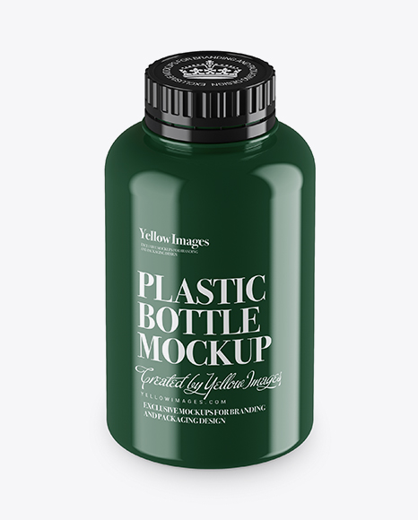 Glossy Plastic Bottle Mockup (High-Angle Shot)