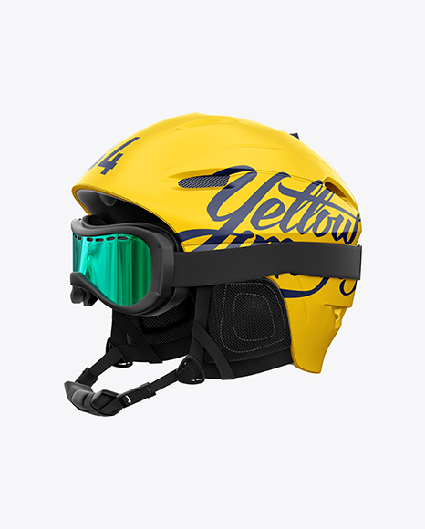 Ski Helmet With Goggles Mockup - Left Halfside View