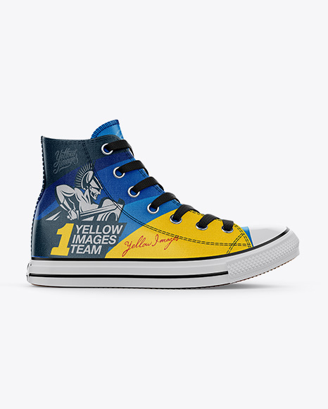 High-Top Canvas Sneaker Mockup - Side View