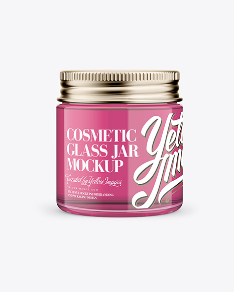 Clear Glass Cosmetic Jar Mockup - Front View