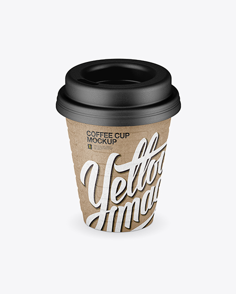Kraft Coffee Cup Mockup (High-Angle Shot)