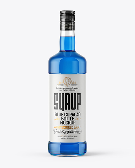 Clear Glass Bottle with Blue Syrup Mockup