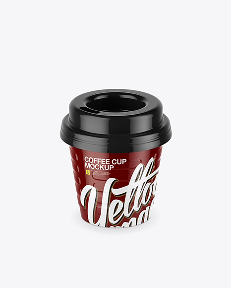 Glossy Small Coffee Cup Mockup (High-Angle Shot)