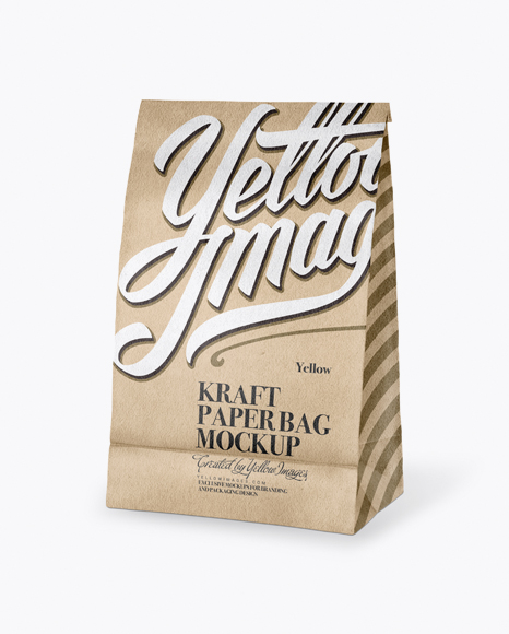 Kraft Paper Snack Bag Mockup - Half Side View