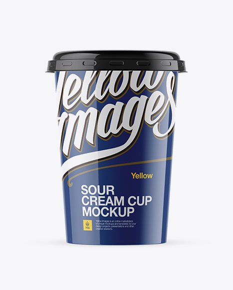 Glossy Sour Cream Cup Mockup