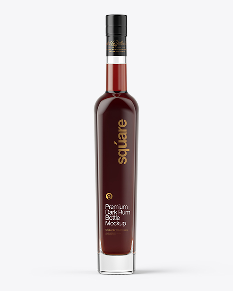 Clear Glass Bottle with Dark Rum Mockup