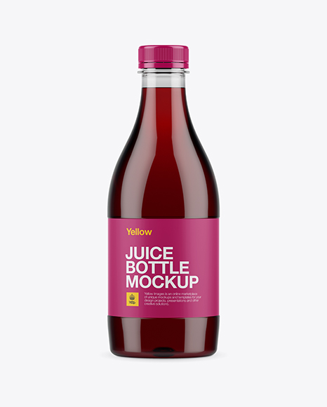 Plastic Bottle with Cherry Juice Mockup