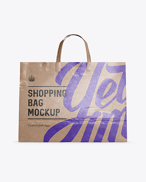 Glossy Kraft Paper Shopping Bag Mockup - Front View