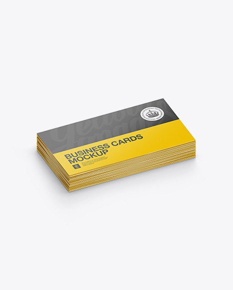 Glossy Business Cards Stack Mockup - Half Side View