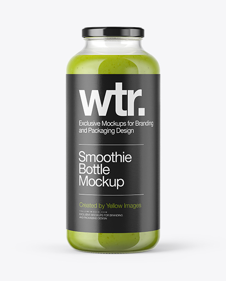 Green Smoothie Bottle Mockup - Front View