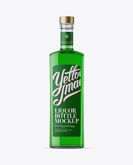 500ml Square Clear Glass Absinthe Bottle Mockup