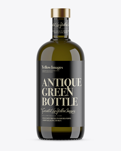 700ml Antique Green Glass Bottle Mockup