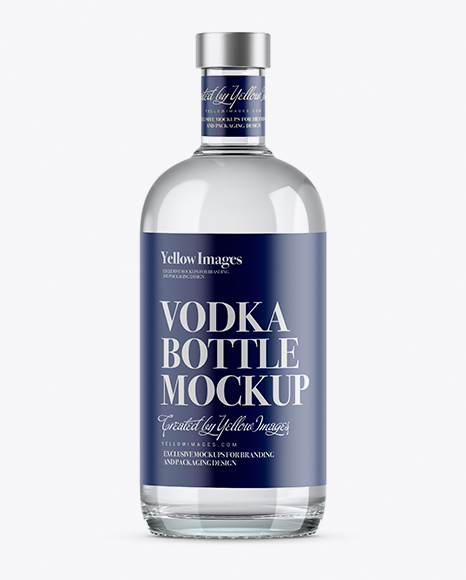 700ml Clear Glass Vodka Bottle Mockup