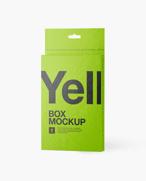 Textured Paper Box with Hang Tab Mockup - Half Side View