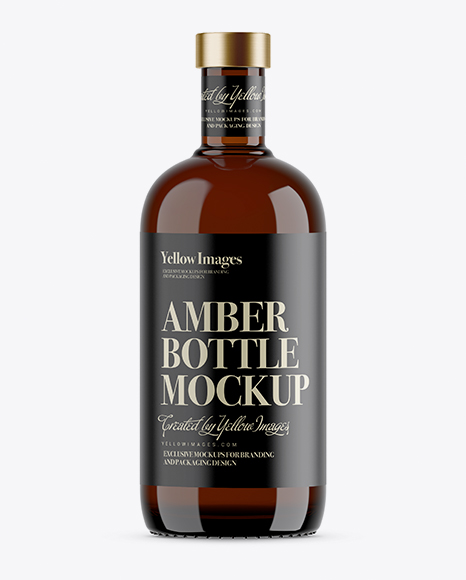 700ml Amber Glass Bottle Mockup