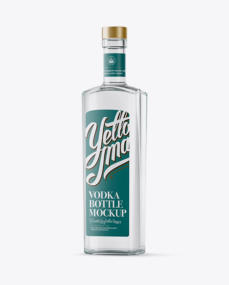500ml Square Clear Glass Vodka Bottle Mockup - Half Side View