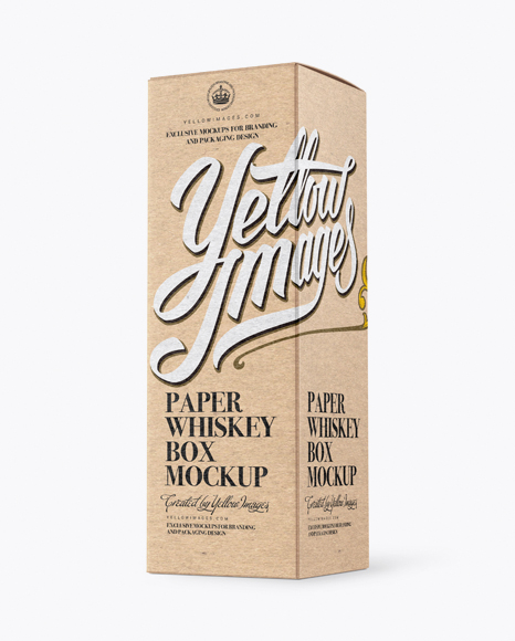 Kraft Paper Whisky Box Mockup - Halfside View