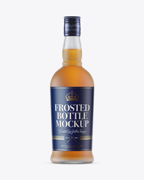 Frosted Glass Whiskey Bottle Mockup