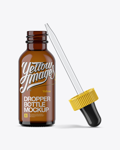 Open Amber Bottle With Dropper Mockup