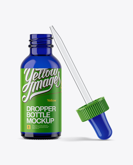 Open Blue Bottle With Dropper Mockup