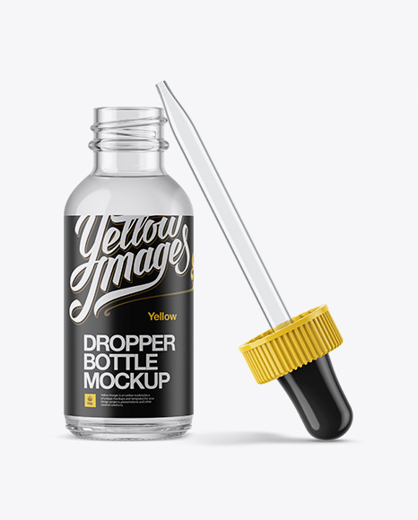 Open Clear Bottle With Dropper Mockup