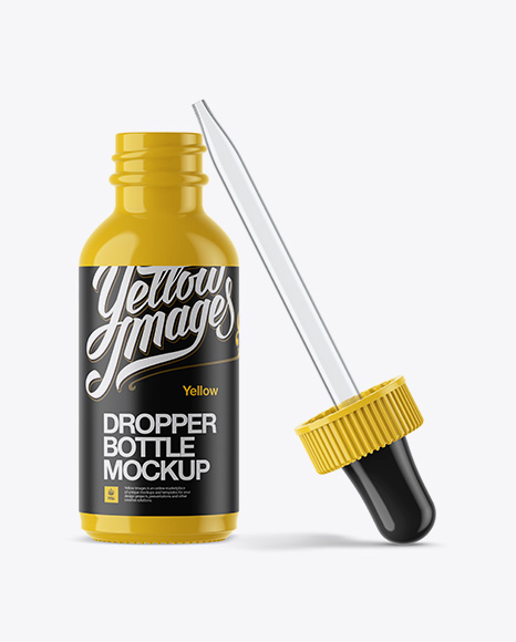 Open Glossy Bottle With Dropper Mockup