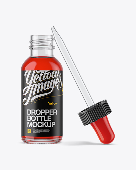 Open Clear Bottle With Dropper Mockup