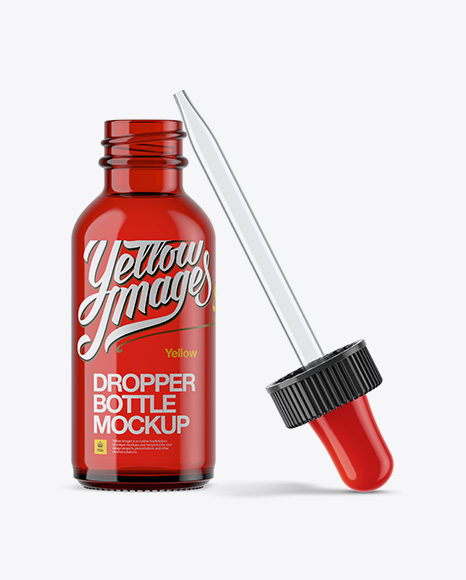 Open Red Bottle With Dropper Mockup