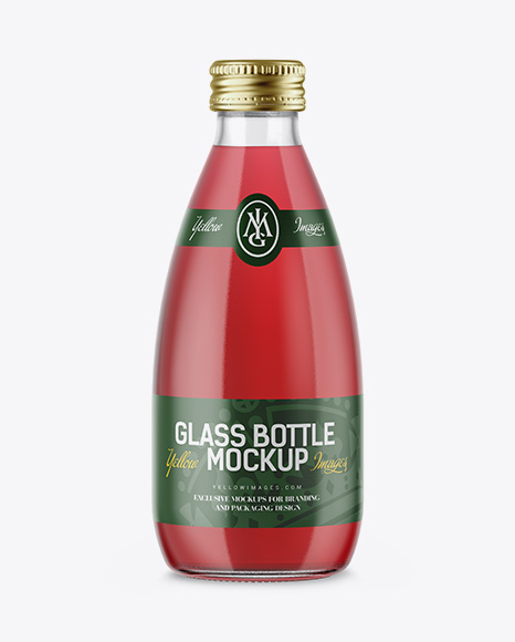 Clear Glass Bottle With Red Drink Mockup