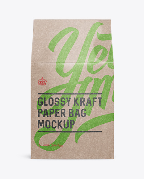 Glossy Kraft Paper Box Mockup - Front View