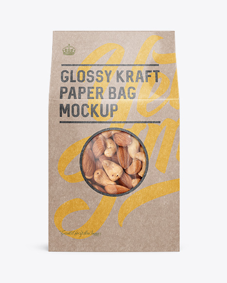 Glossy Kraft Paper Box W/ Window Mockup - Front View