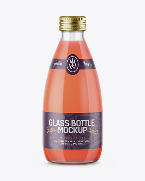 Clear Glass Bottle With Grapefruit Juice Mockup