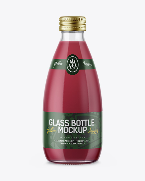 Clear Glass Bottle With Berry Juice Mockup