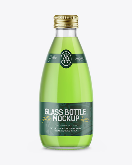 Clear Glass Bottle with Green Drink Mockup