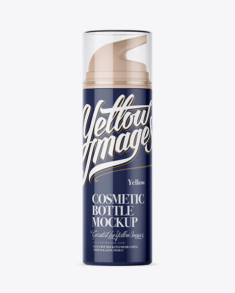 Glossy Cream Bottle with Transparent Cap Mockup - Front View